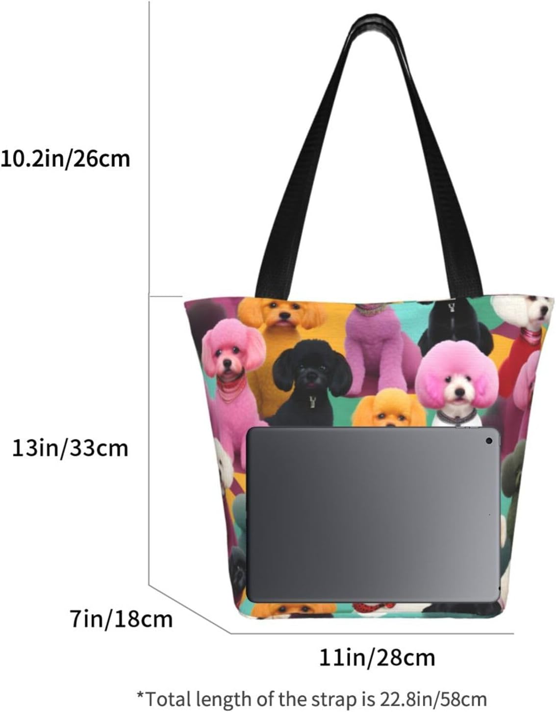 Poodles Dogs Print Comfortable Summer Shoulder Bag Canvas Tote Travel Beach Hiking Shopping Weekend