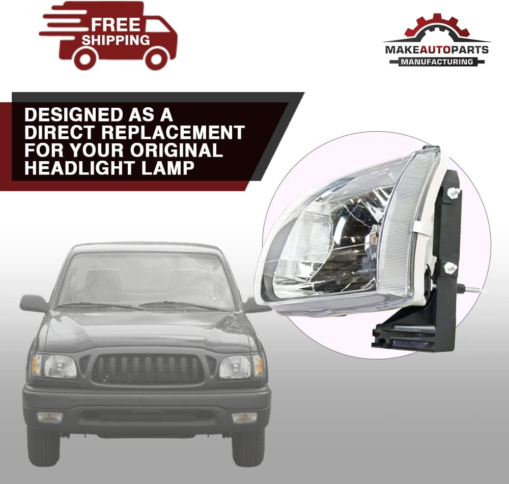 Set of 2 Headlight Headlamp Assembly Clear Lens Driver Left & Passenger Right Side For 2001 2002 2003 2004 Toyota Tacoma - TO2503136 TO2502136