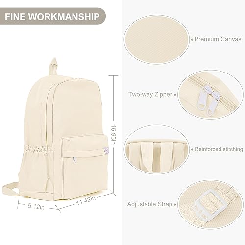 Miniatura 4 de YFGBCX Linda mochila estética para mujer, mochilas de color sólido, mochila clásica ligera para mujer, mochilas para laptop, Beige, Classic
