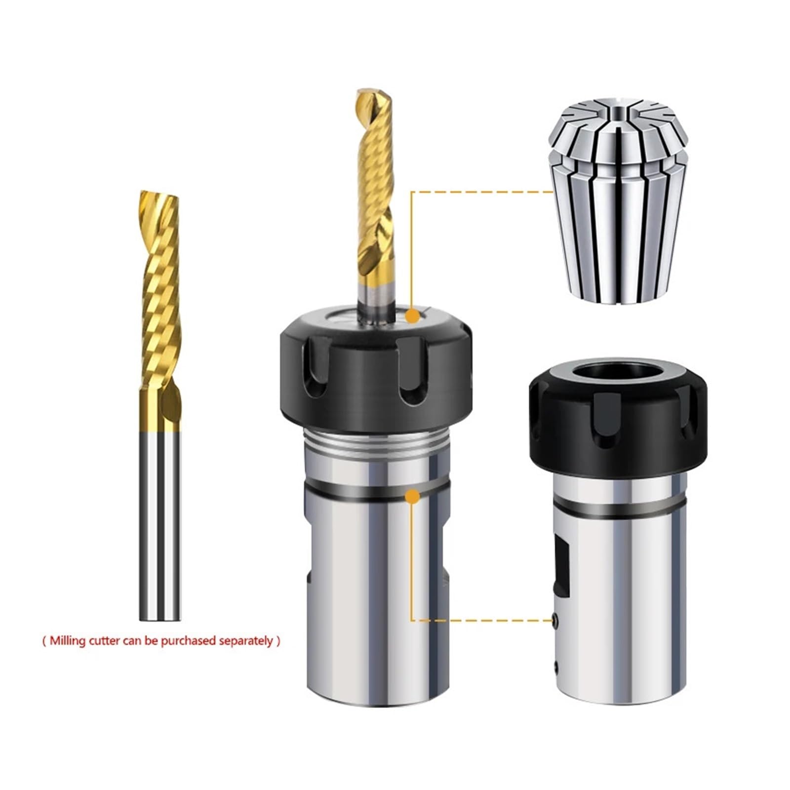 Przedłużacz wrzeciona CNC, uchwyt tokarski, 1 sztuka, ER11 ER16 ER20, tuleja zaciskowa, narzędzia, przedłużacz wrzeciona 4 mm-16 mm (C25-ER20A-50L-10MM)