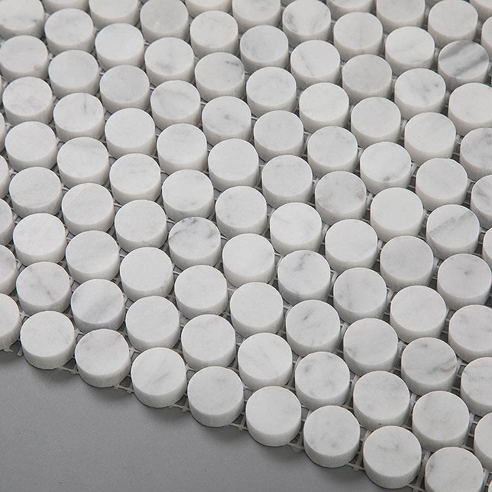 Buy Diflart Pack5 Carrara White Marble Mosaic Tile 3/4" Penny Round