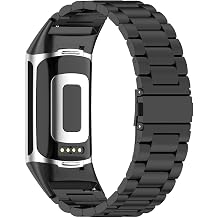 Abanen Stainless Steel Band for Fitbit Charge 6 / Charge 5 Advanced Tracker, Metal Adjustable Length Wristband Strap Compatible with Fitbit Charge 5 for Men and Women