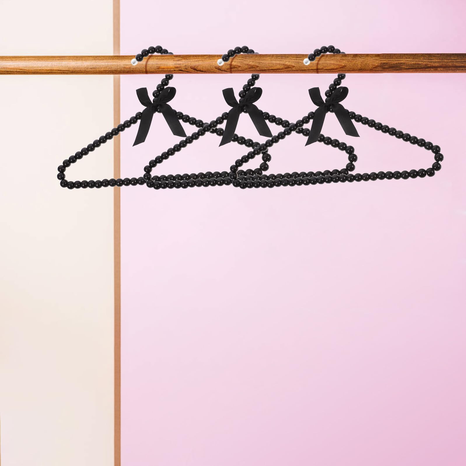 KOMBIUDA Perchas Negras con Estilo de Plástico con Diseño de Lazo 12 Elegantes y Multifuncionales para Colgar Varias Prendas para Ropa de Niños y Mascotas