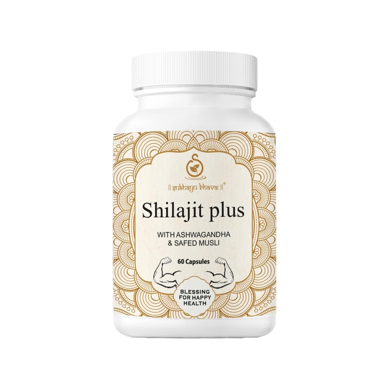 Sukhayubhava Shilajit Capsules with Ashwagandha, Safed Musli & Shilajit Extract - 60 Capsules (GMP Certified & Aysuh Approved)
