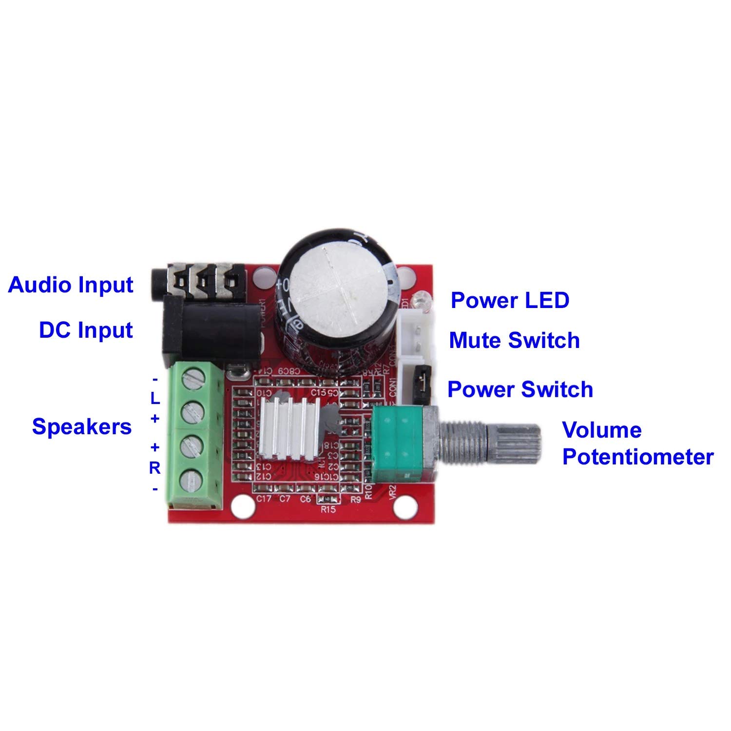 2 PZ PAM8610 12 V Mini Hi-Fi Amplificatore audio stereo 2X10 W Doppio canale Classe D
