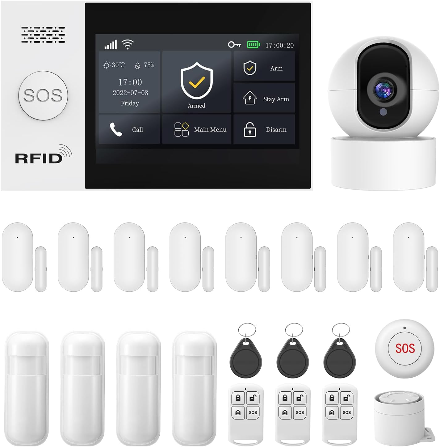 Home Security Alarm Systems,DIY WiFi Door Window Sensor System,24 Piece Kits,App Control,Compatible with Alexa,No Monthly Fee for Apartment,Office,Villa (A107F-US-E+T53W Camera) Home Security Alarm Systems,DIY WiFi Door Window Sensor System,24 Piece Kits,App Control,Compatible with Alexa,No Monthly Fee for Apartment,Office,Villa (A107F-US-E+T53W Camera)