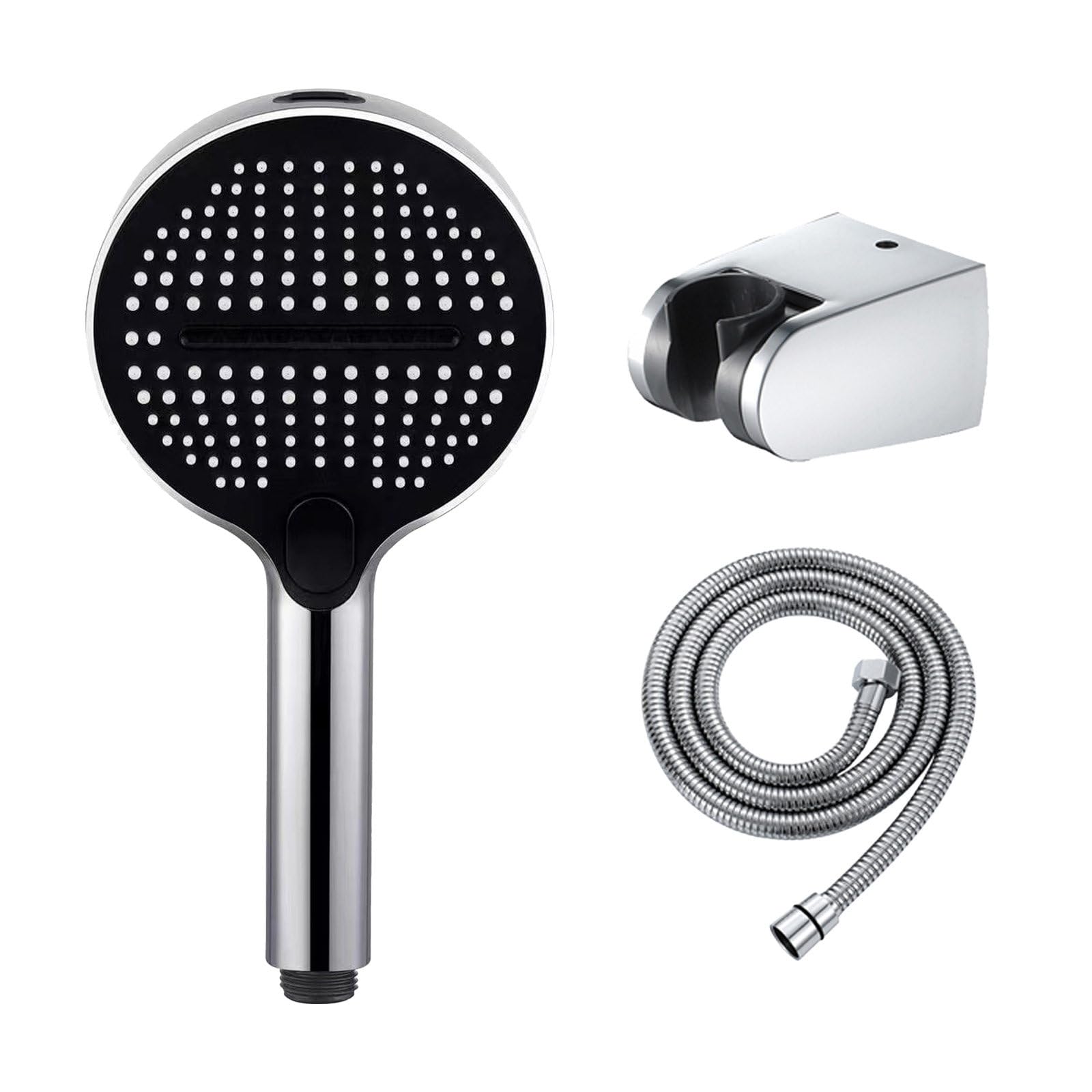 Soffione Doccia a 5 modalità, Doccetta per Doccia con Supporto & 1,5 m Flessibile Inox, Doccino per Doccia Alta Pressione, Risparmio Idrico, Anticalcare, Universale G1/2, per Bagno, Vasca