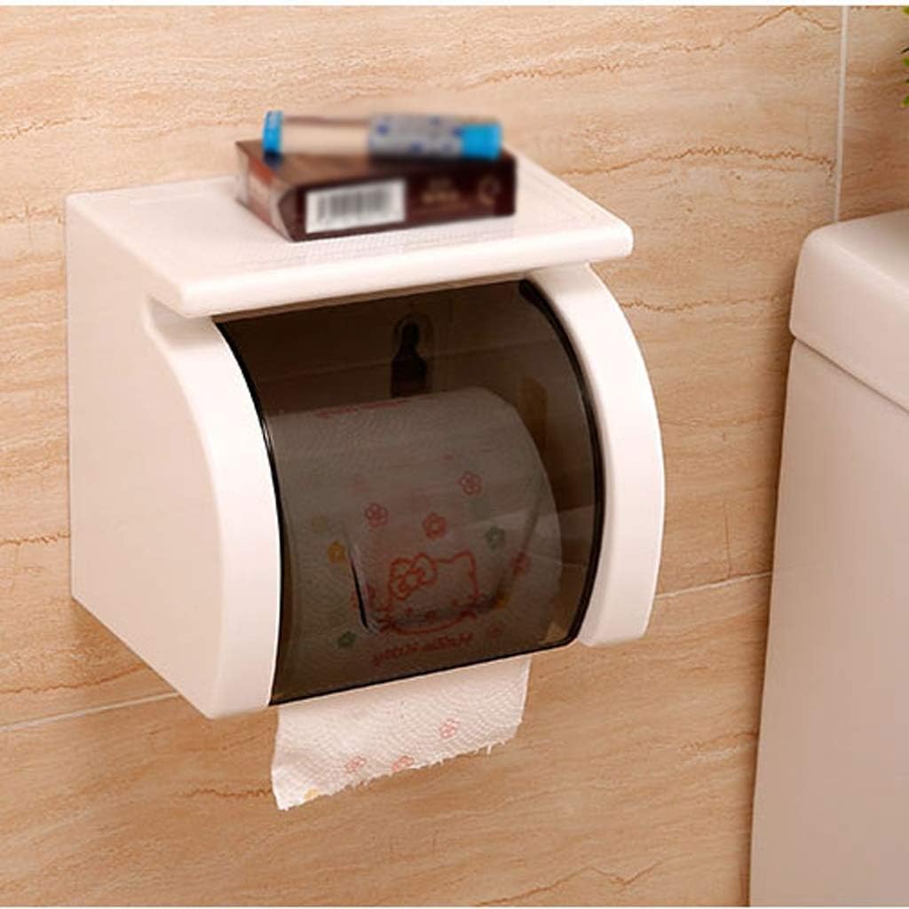 Toilet Paper Holder with Phone Shelf and Waterproof Cover Tissue Roll Storage Rack Toilet Paper Holder (One Color)