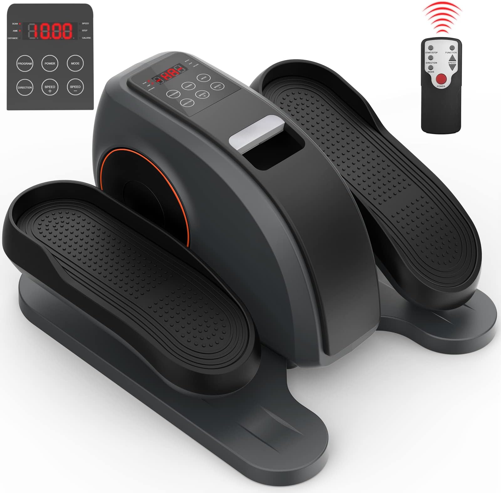 Under Desk Elliptical Machine, Pedal Exerciser Elliptical Machine with LCD Monitor, Remote Control, Anti-Slip Pedals, 10 Adjustable Speeds Elliptical Trainer, Neezee Elliptical Stepper for Home Use