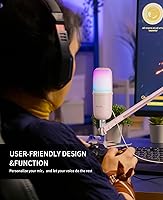 Vista 5 de USB Microphone Gaming for PC Pink，Mini Computer Gaming Mic for PS4/ PS5/ Mac,Streaming Microphone for PC Gaming,Condenser Mic with RGB