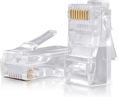 SHD RJ45 conectores RJ45 extremos de engarzado 8P8C UTP enchufe de red para CAT5 CAT5E CAT6 cable trenzado cabeza de cristal sólido 100 unids