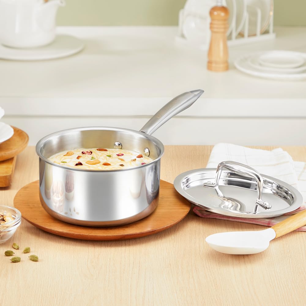 Borosil Cookfresh Triply Stainless Steel 16cm (1.7L) Straight Shape Sauce Pan with Lid | SS304 Food Grade Steel, Dishwasher Safe | Compatible for Gas, Induction, Hot Plate, Halogen | 5 Years Warranty-image-33