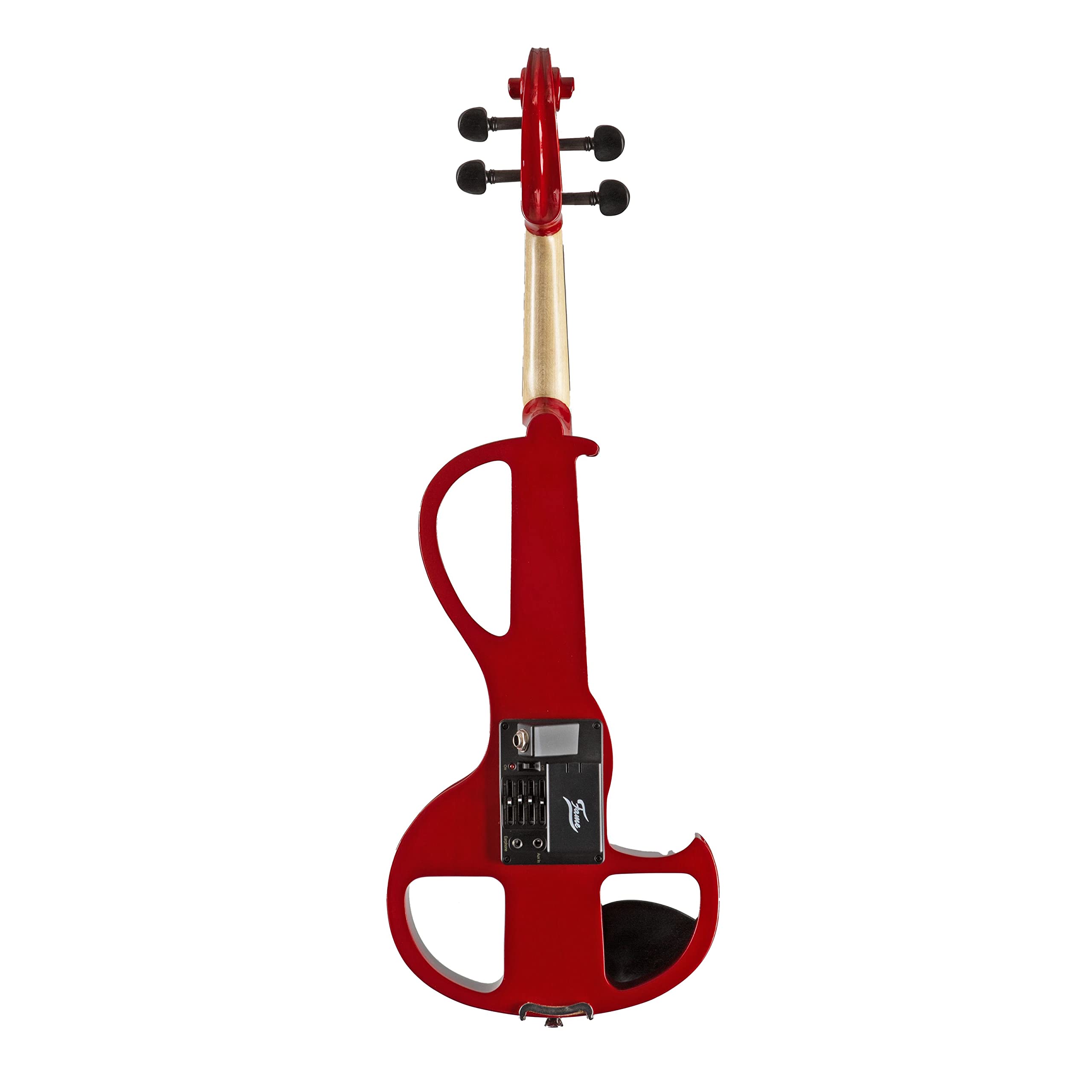 Fame EV-1803 Elektrische Violine, 4/4 Größe, Dark Red, Reverse-S-Korpus, Ahornhals, Ebenholzgriffbrett, Aktives AD-88 Tonabnehmersystem, Dreiband-Klangregelung