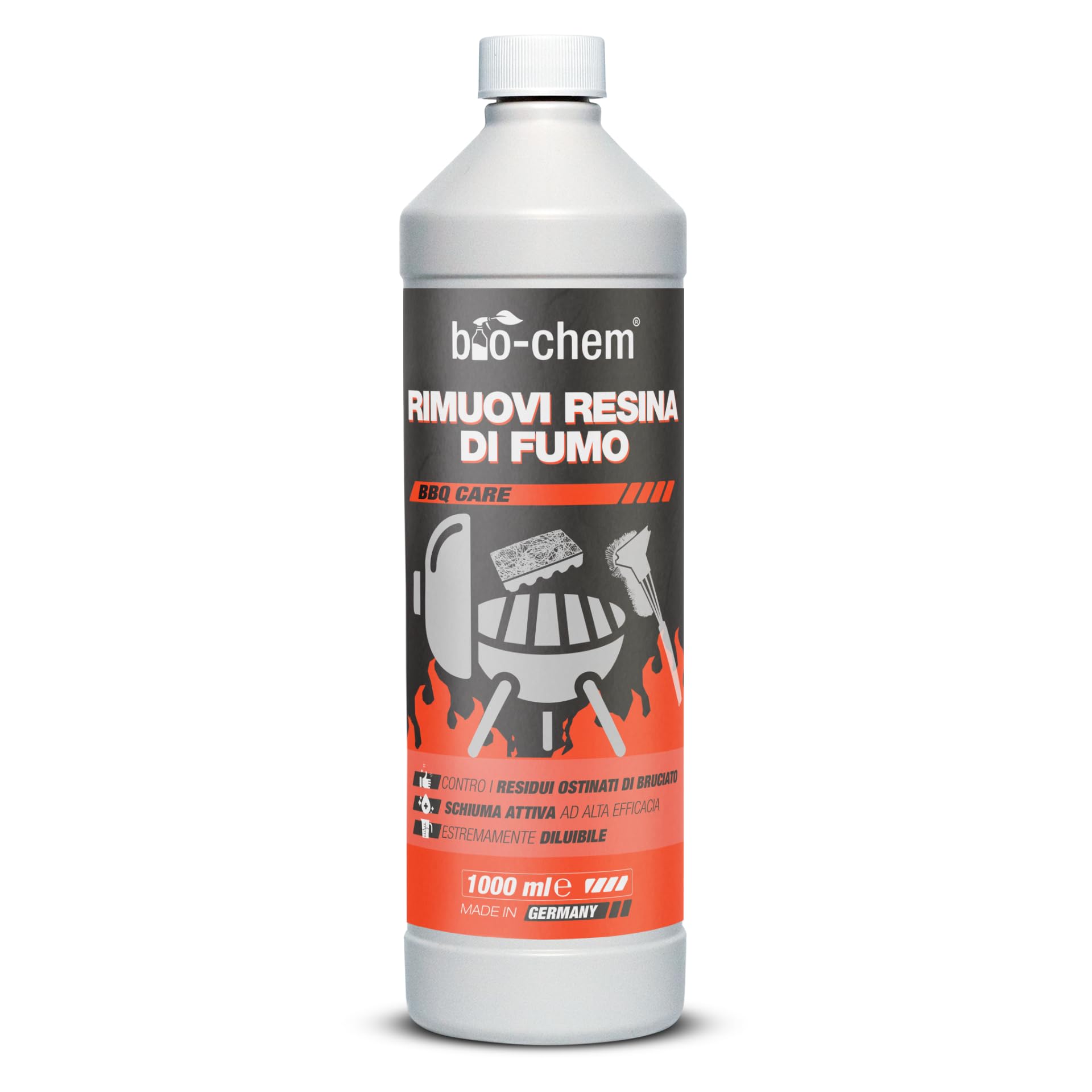bio-chem - Rimuovi Resina per fumi 1L - Pulitore sgrassante 2 in 1 Pulitore di Resina Spray per Griglie e Barbecue - Manutenzione della griglia del Barbecue
