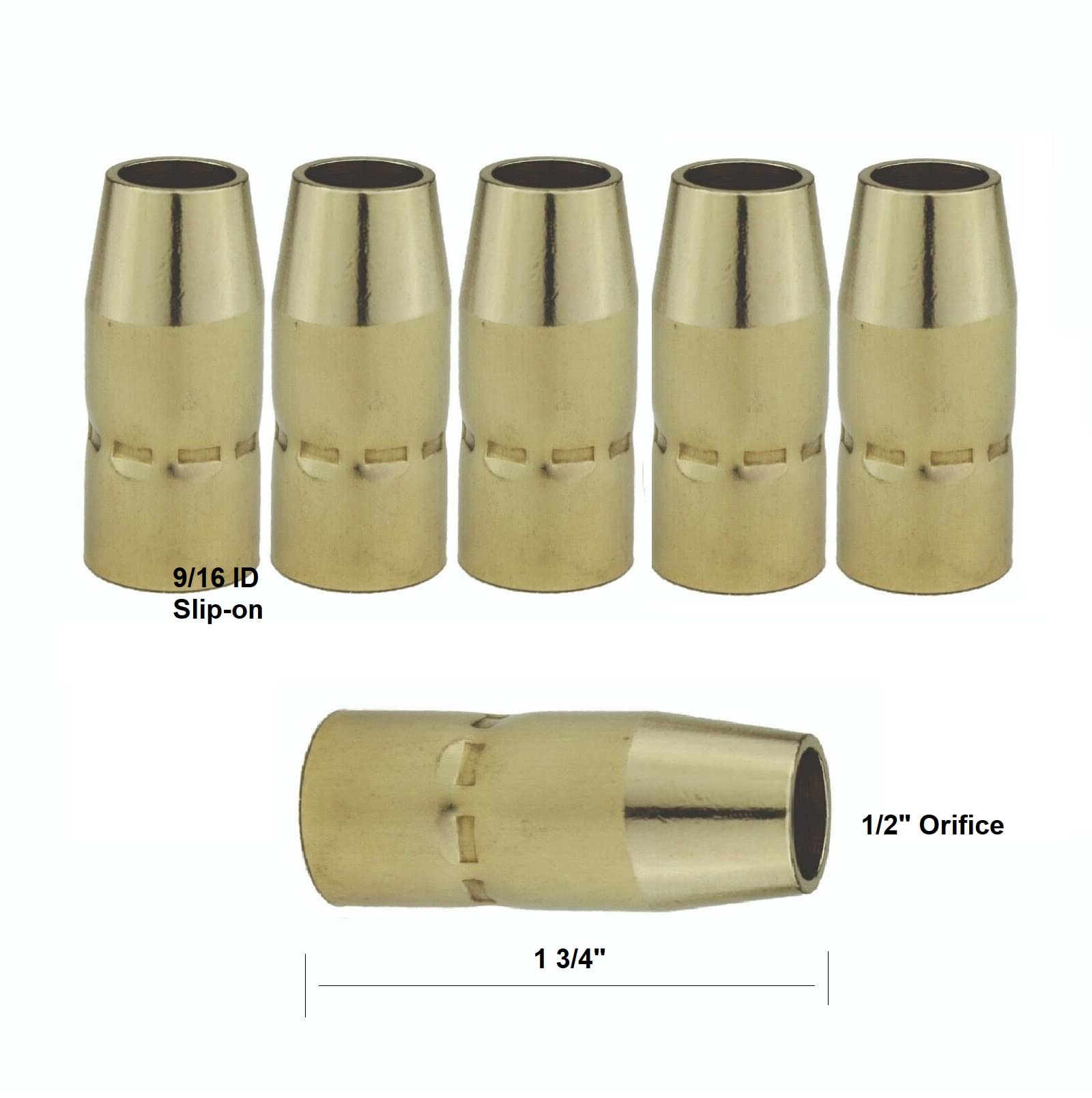 169-715 Mig - Boquillas de soldadura de 1/2 pulgada para pistola de soldadura Miller M10 M15 Hobart H9, H10 (paquete de 5)