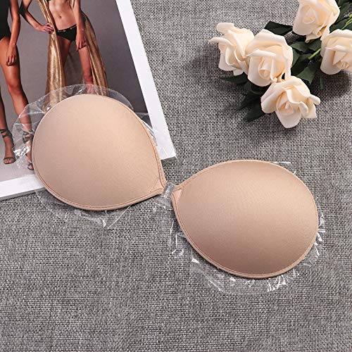 Soutien-gorge invisible Push Up Cache-mamelons sans bretelles Respirant Confortable Haute Viscose Cache-mamelons auto-adhésifs Soutien-gorge réutilisable Cache-mamelons En Sécurité/Beige Round
