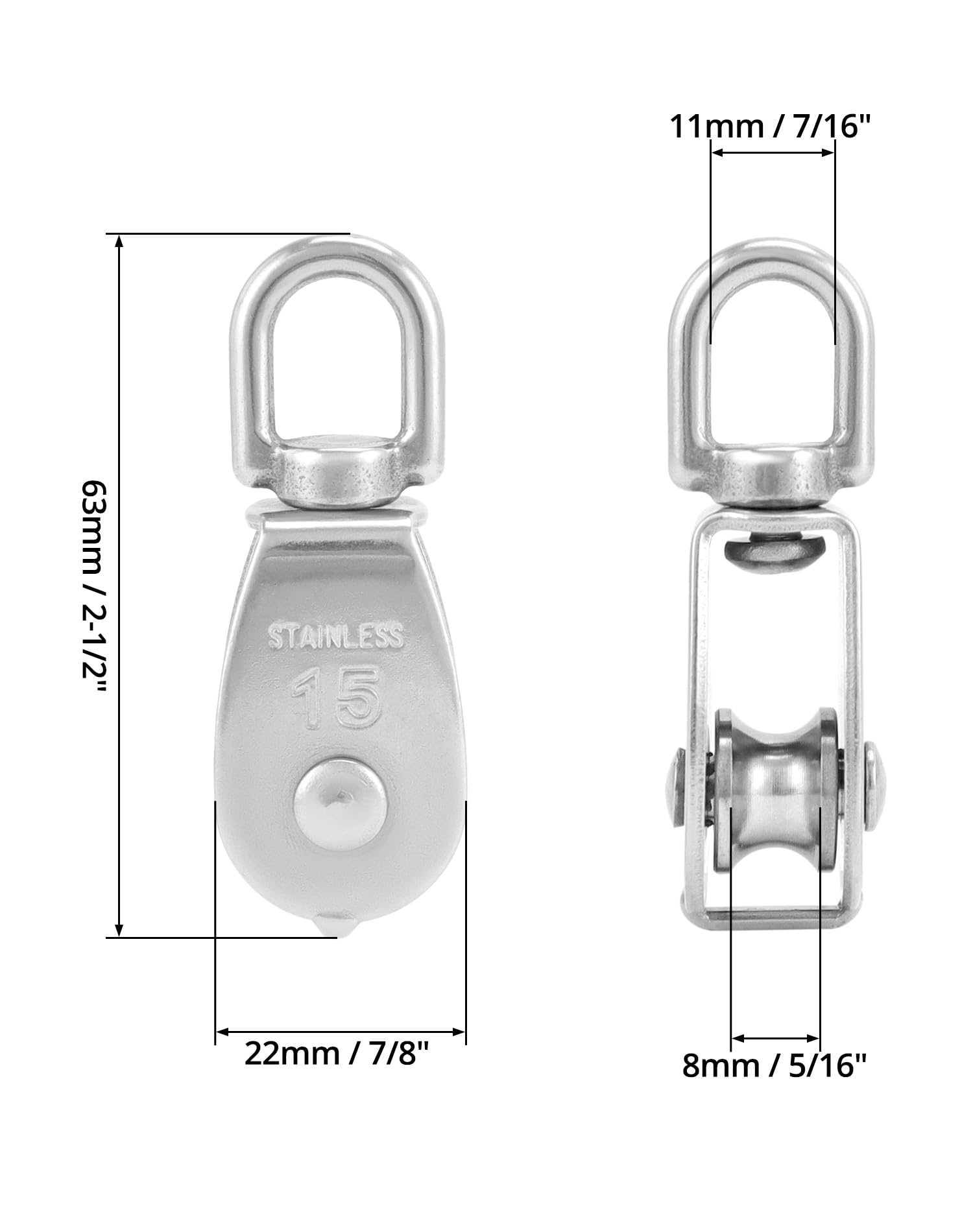 10 Pulegge M20 In Acciaio Inox 304 - Per Fino A 6mm, Capacità 75kg - Foto 4