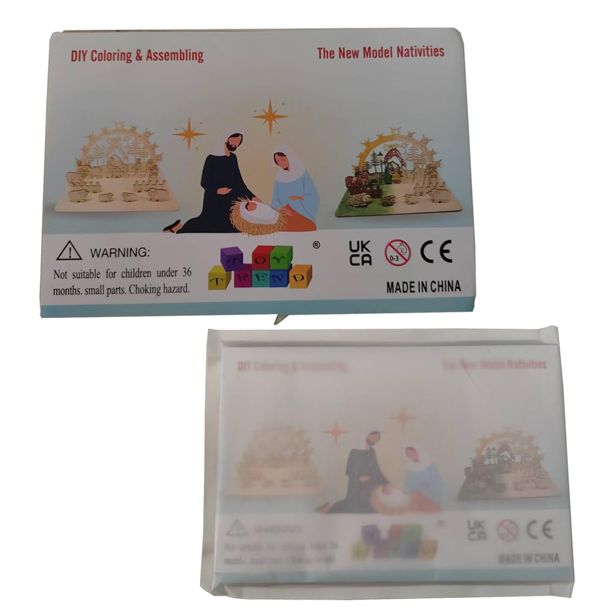 TOY TREND Mini Wooden Nativity Scene Set of Two Christmas Table Decoration DIY Coloring&Assembling, Multicolor - Image 4