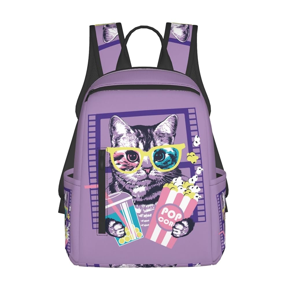 カラフル猫イラストがま口バッグ、リュック カラフル猫イラストがま口バッグ、リュック カラフル猫イラスト