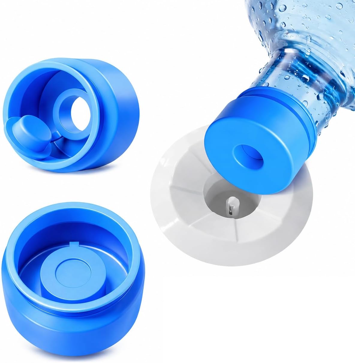 3 and 5 Gallon Water Jug Cap, Silicone Reusable Replacement Cap, Non Spill Bottle Caps for 55mm Bottle Water Dispenser Caps - Pack of 2
