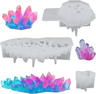 3 Pcs Cluster Crystal Resin Molds, Quartz Rock Epoxy Resin Moulds DIY Art Craft Crystal Stone Silicone Moulds for Resin Casting Jewellery Candle, Soap, Home Decor-3 Size