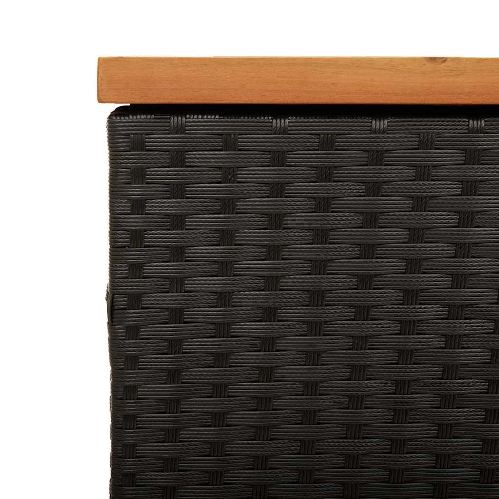 vidaXL Gartentruhe, Kissenbox Auflagenbox mit Deckel, Gartenbox mit wasserfestem Beutel, Aufbewahrungsbox Sitzbank Gartenmöbel, Schwarz Poly Rattan Akazienholz