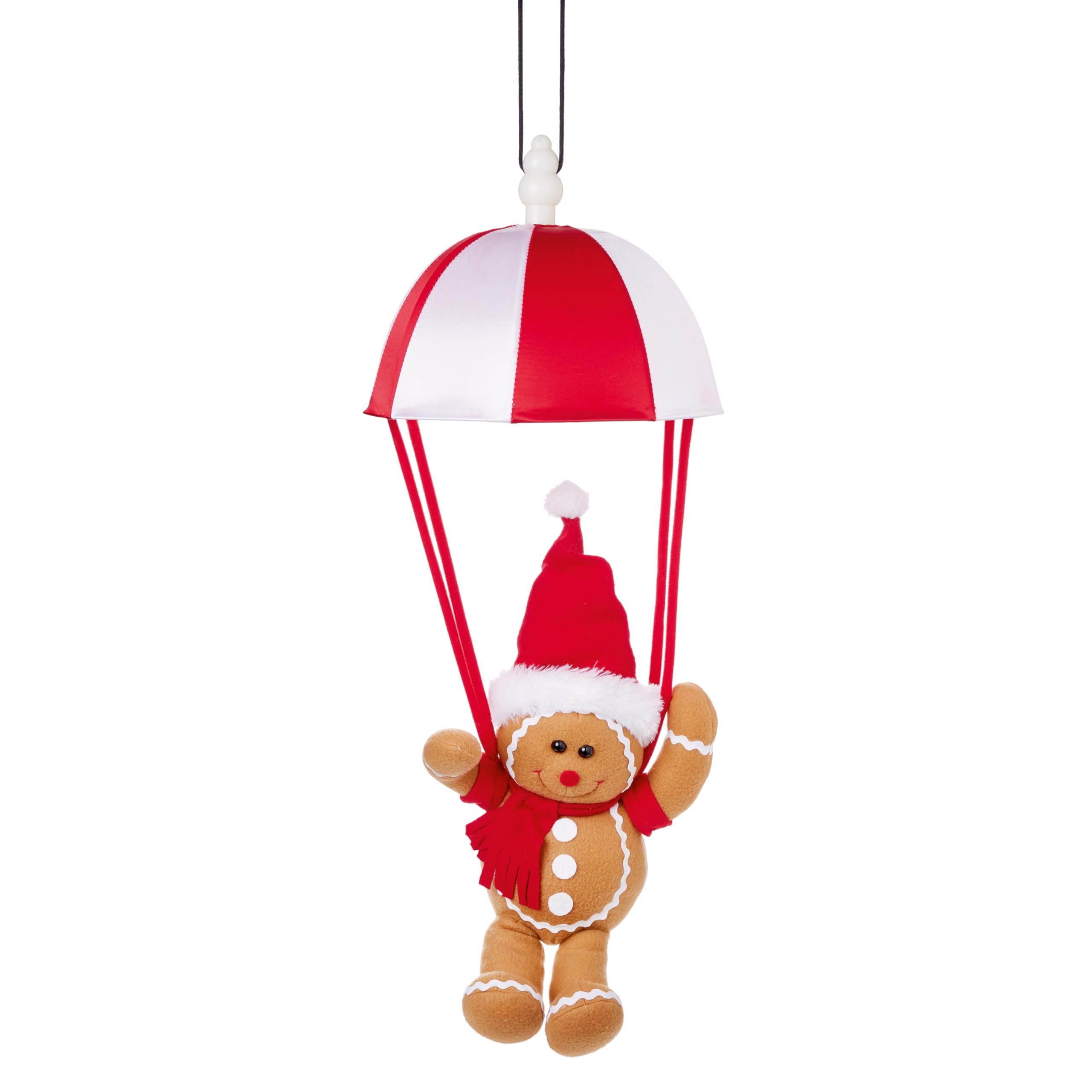 Premier Brown Decorations Musical Kicking Leg Parachute Gingerbread Man Christmas Decoration - 37Cm - Battery Operated - Novelty Christmas Decoration - Gift Idea For Christmas