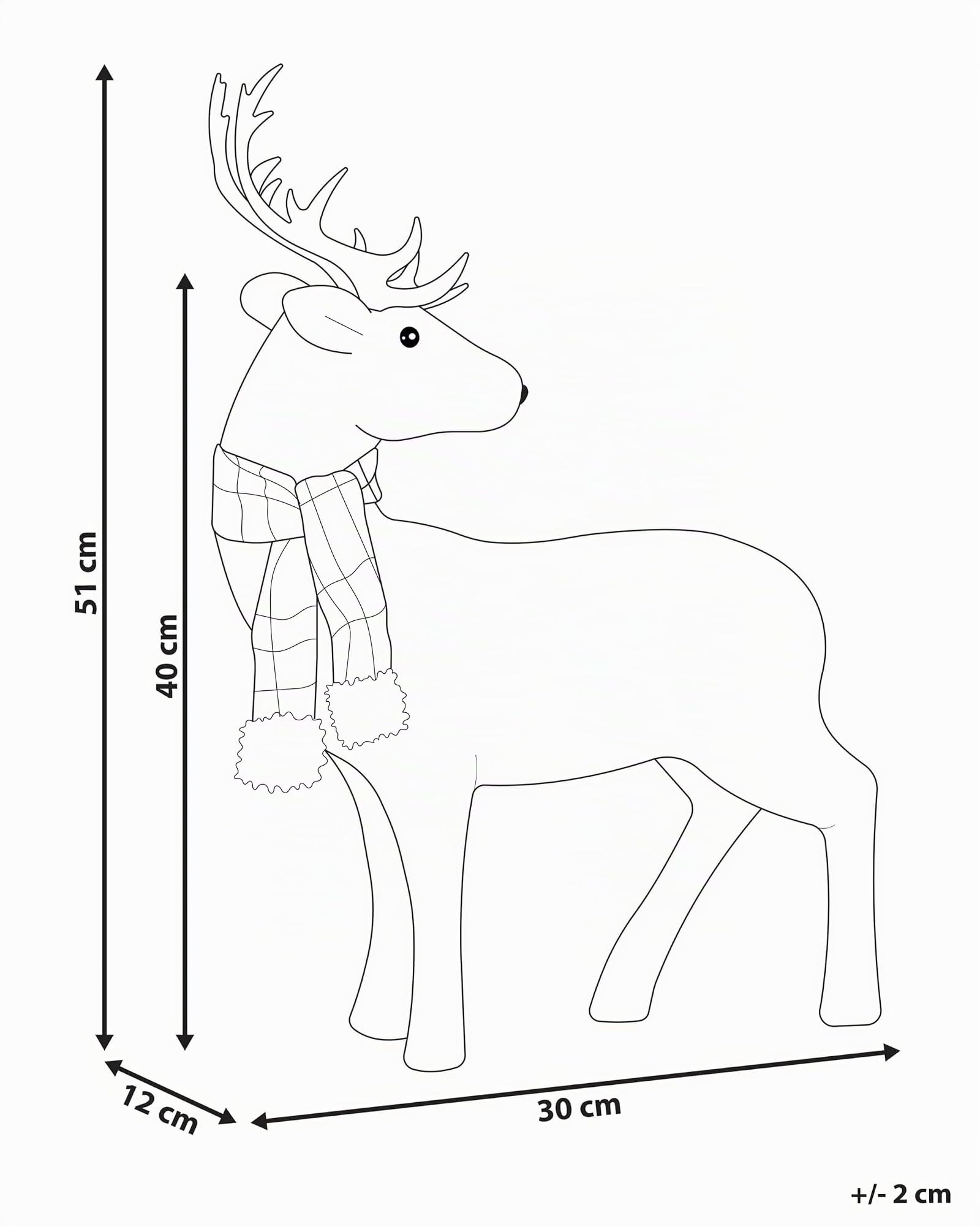 Weihnachtsdeko Rentier Dekofigur Weihnachtsfigur Webpelz weiß 51 cm Mustola