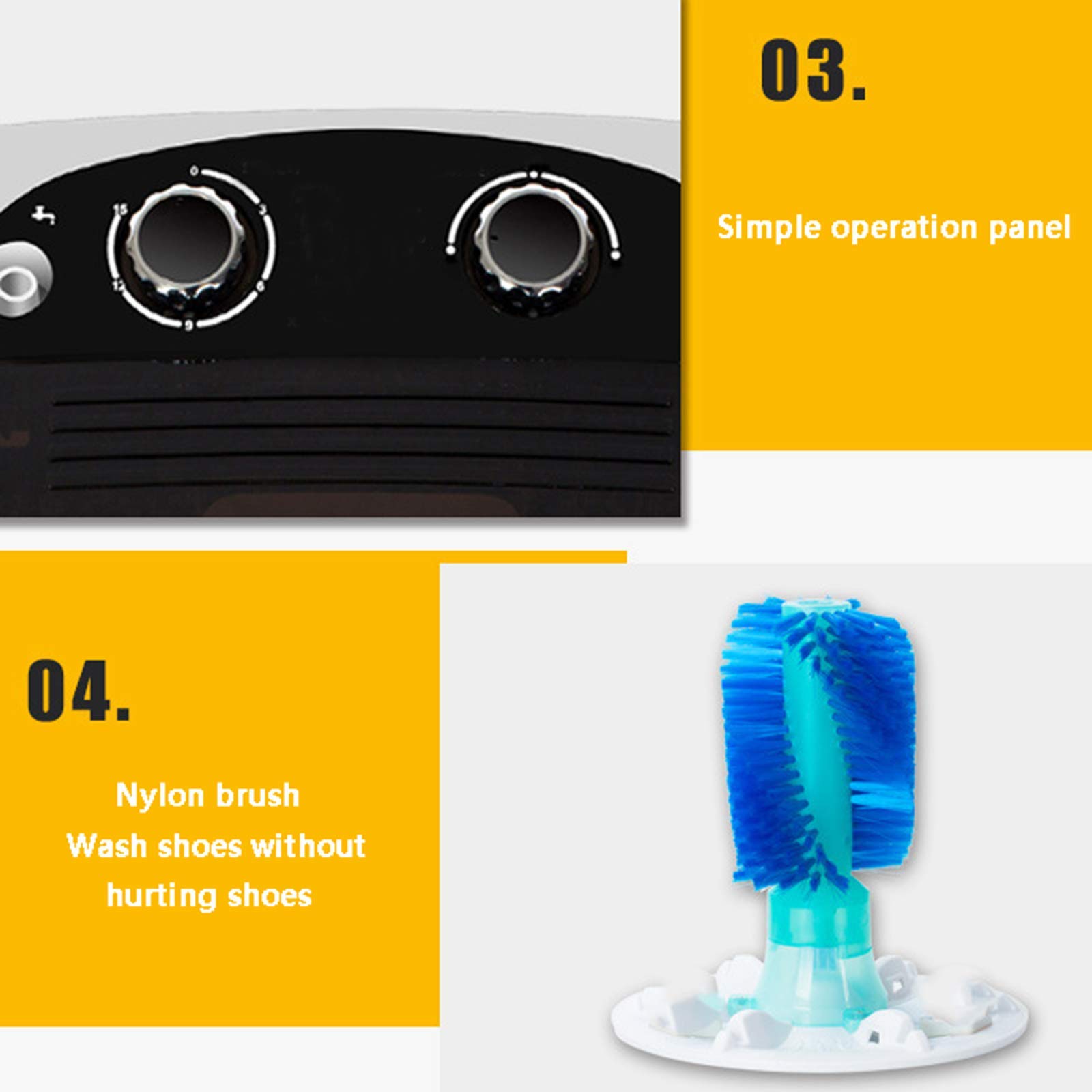 Lavatrice da Campeggio, Mini Lavatrice da Campeggio, per Biancheria da 7 kg, Risparmio Energetico e Idrico, Timer, Funzione Centrifuga Funzionamento Facile, Scarpe Lavabili,Nero