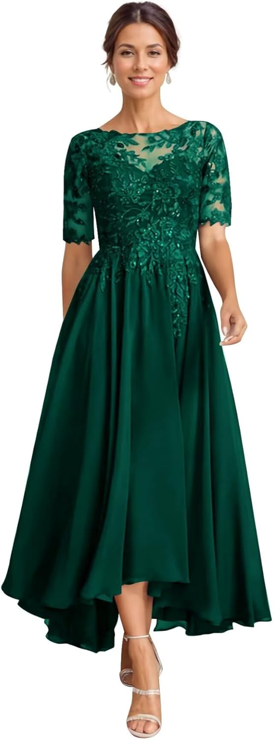Elegant Mother of The Bride Dresses for Women Wedding Sequin Lace Formal Dress with Pockets