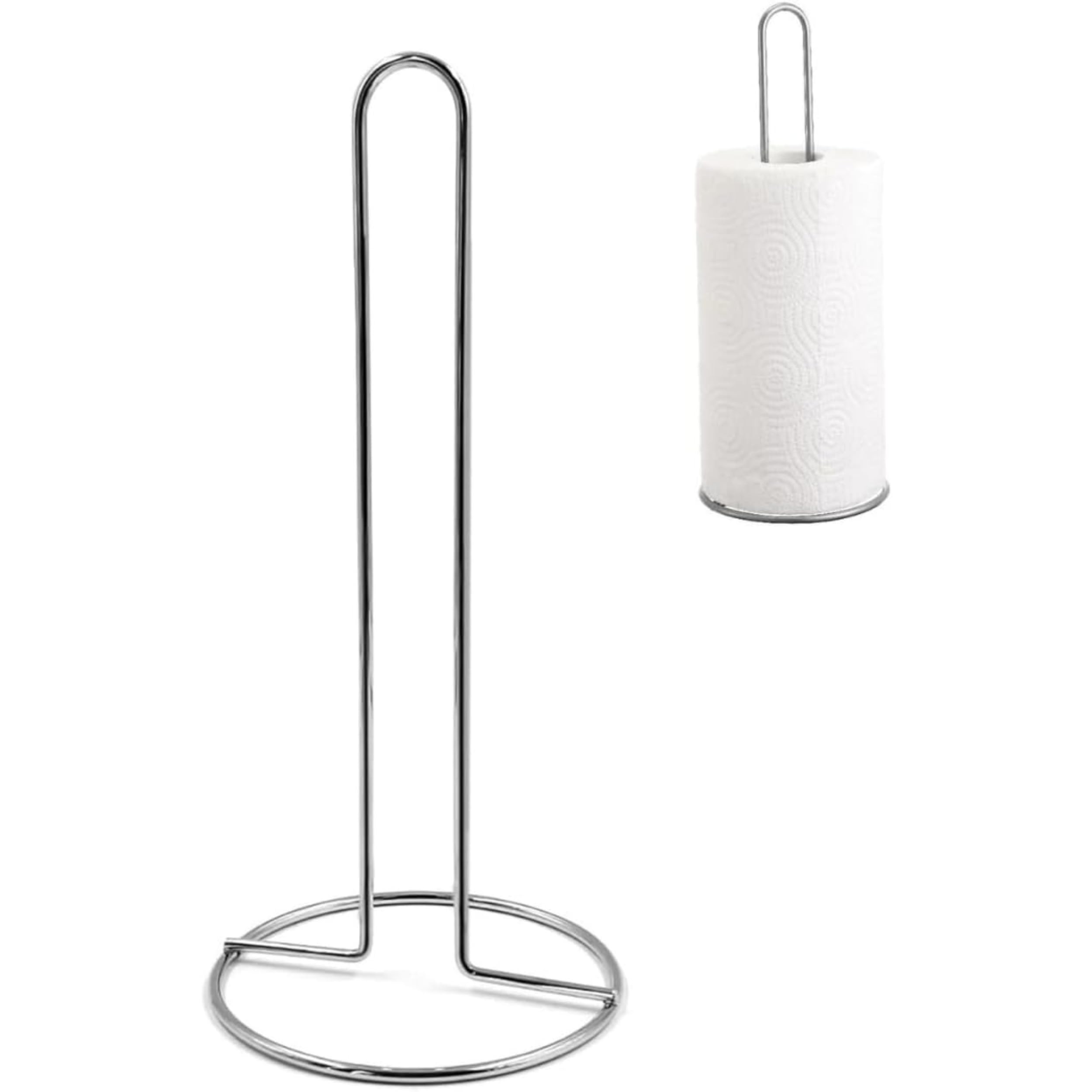 PARENCE. - Grey Paper Towel Holder 32 cm - Metal Kitchen Roll Holder 12×12×32 cm, Sturdy Vertical Dispenser, Matte Finish, Compatible with Standard Rolls
