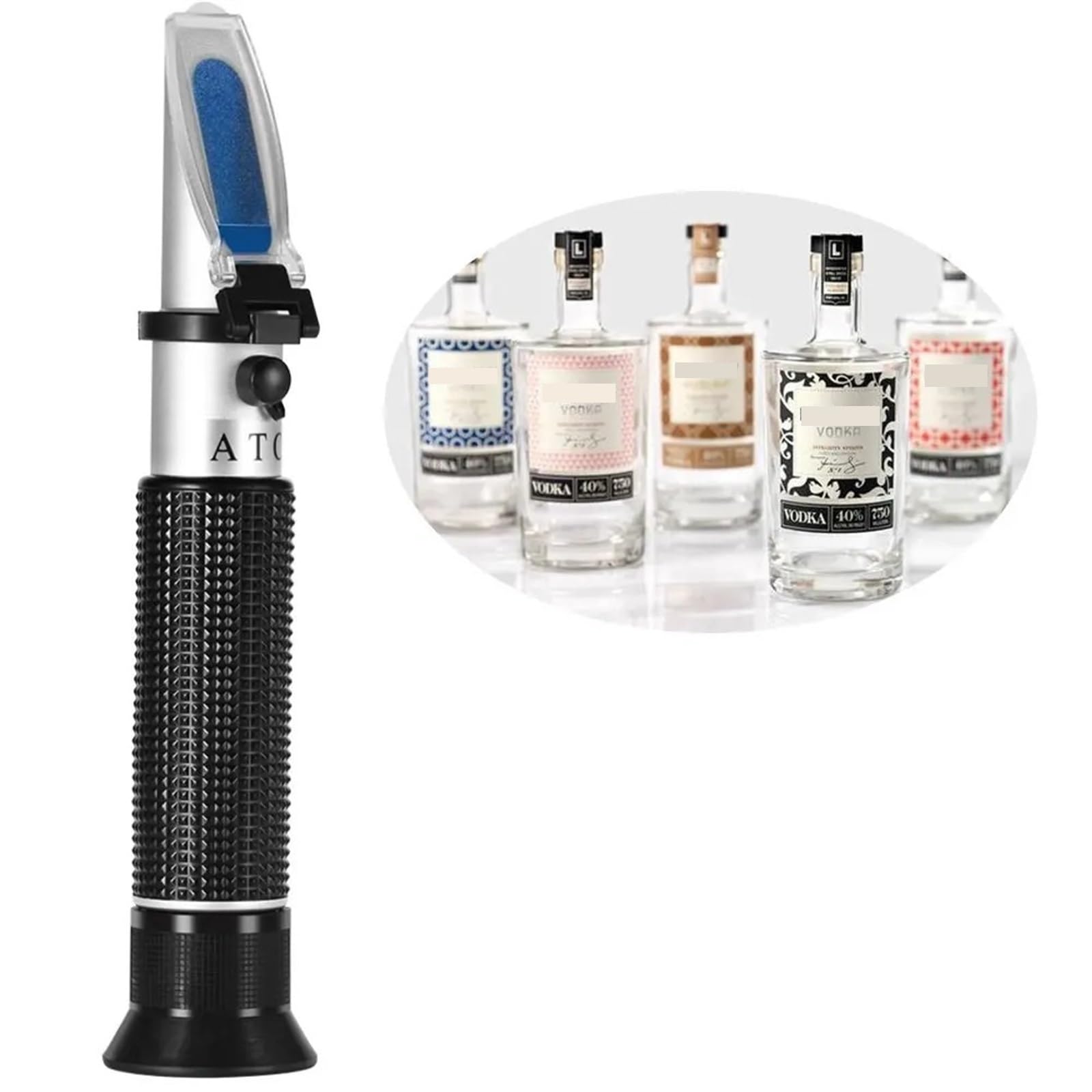 Kogedss One Color Refractometer, Refractometer Alcohol Alcoholometer Meter 0~80% V/V Atc Handheld Tool Hydrometer Concentration Spirits Tester Refractometer