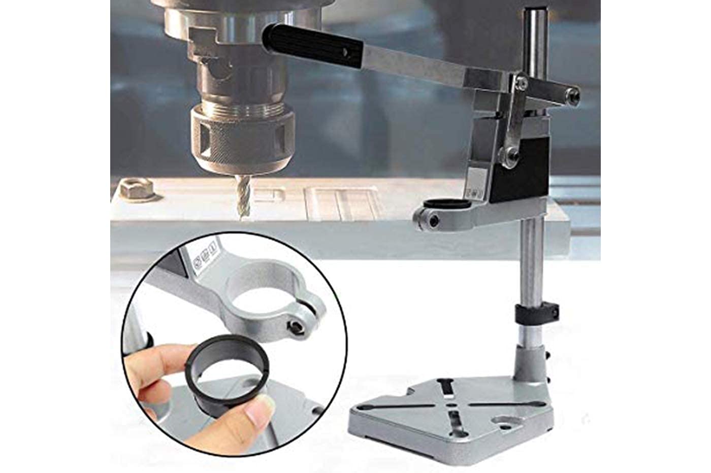 Supporto Trapano a Colonna 43 mm Mod. AM-6102B – Altezza 50 cm, Profondità Foratura 60 mm – Base 15x15 cm – Trasforma Trapano Manuale in Trapano a Colonna – Ideale per Falegnami e Fai da Te AM-6102B