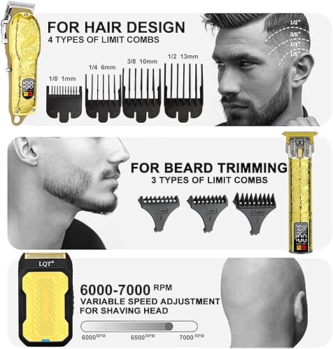 Miniatura 5 de LQT® Professional Hair Clippers for Men, Hair Trimmer Cordless Barber Clippers and Trimmers Set, Hair Cutting Kit for Men Grooming Father Day Gifts