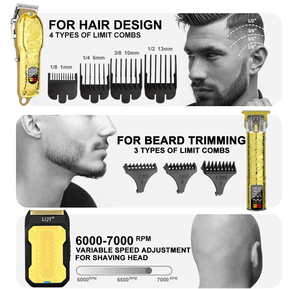 Professionelle Haarschneidemaschinen für Männer, kabelloser Haarschneider, Friseur-Clipper und Trimmer-Set, Haarschneideset für die Herrenpflege, Vatertagsgeschenke