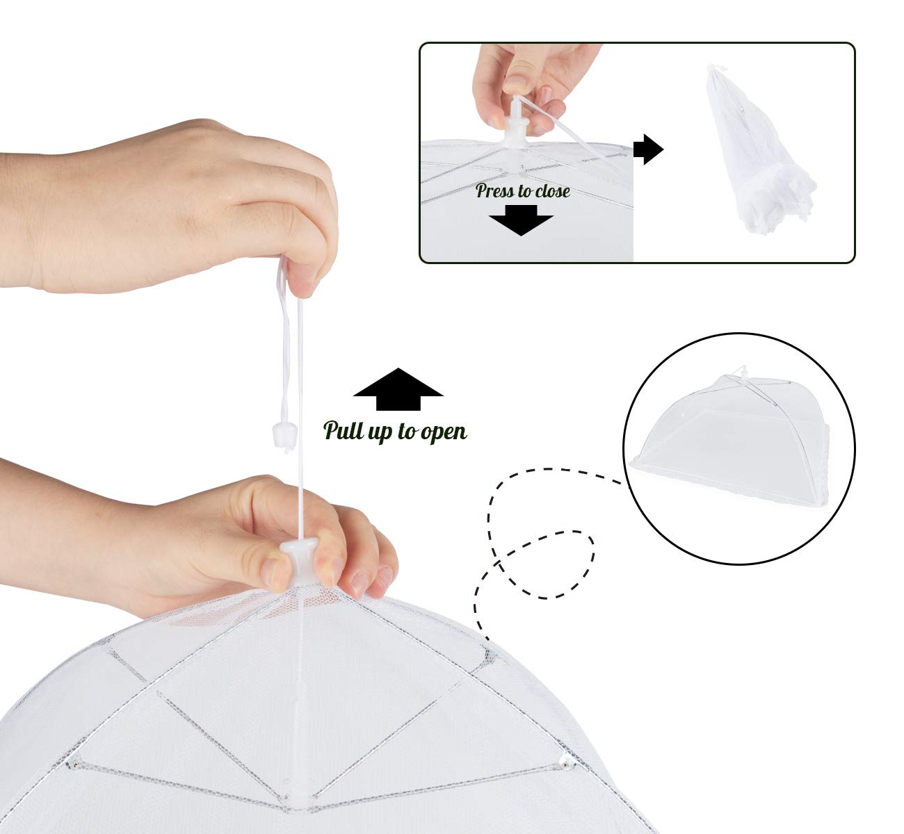 hzpolang Confezione da 6 coperture per alimenti a rete, pieghevoli, a cupola, protezione per alimenti all'aperto, per frutta, picnic, mosche, zanzare, insetti, 35,5 cm