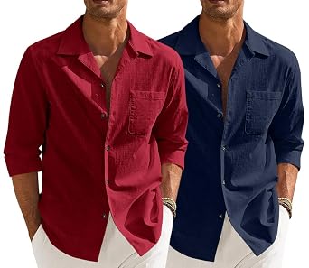 MADHAVISTA Men's Casual Cotton Blend Shirt Pack of 2 - Image 1