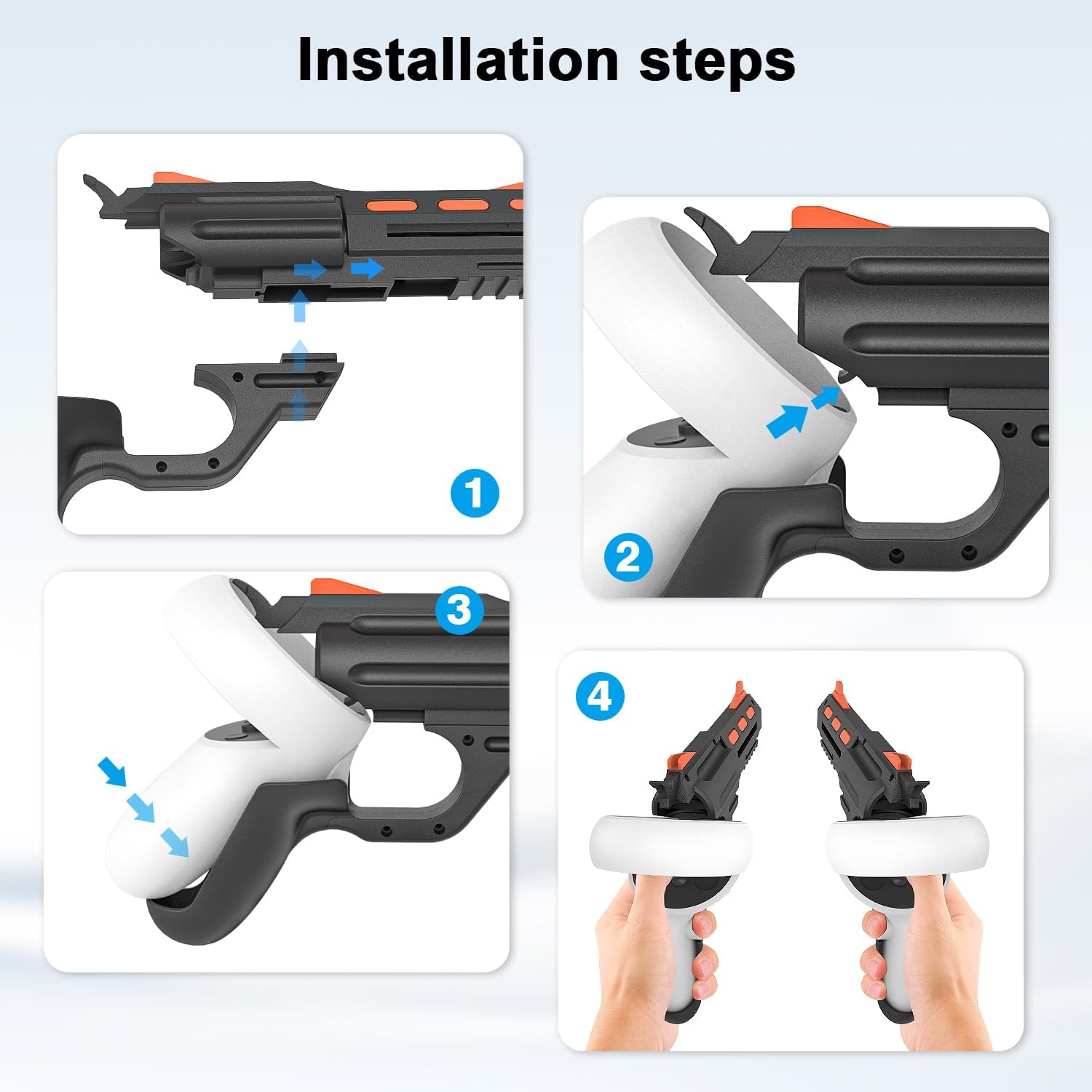 Relohas VR Handle Accessories for Meta Quest 2, Gun Stock for Oculus Quest 2, Weighted Controller Grips, Enhance Realistic FPS Gaming Experience (Black)