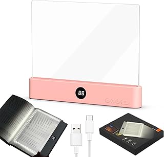 CHENRI Smart LED Book Light, Rechargeable LED Transparent Full Side Reading Light with 3 Colours & Timer, Dimmable Flat Bo…