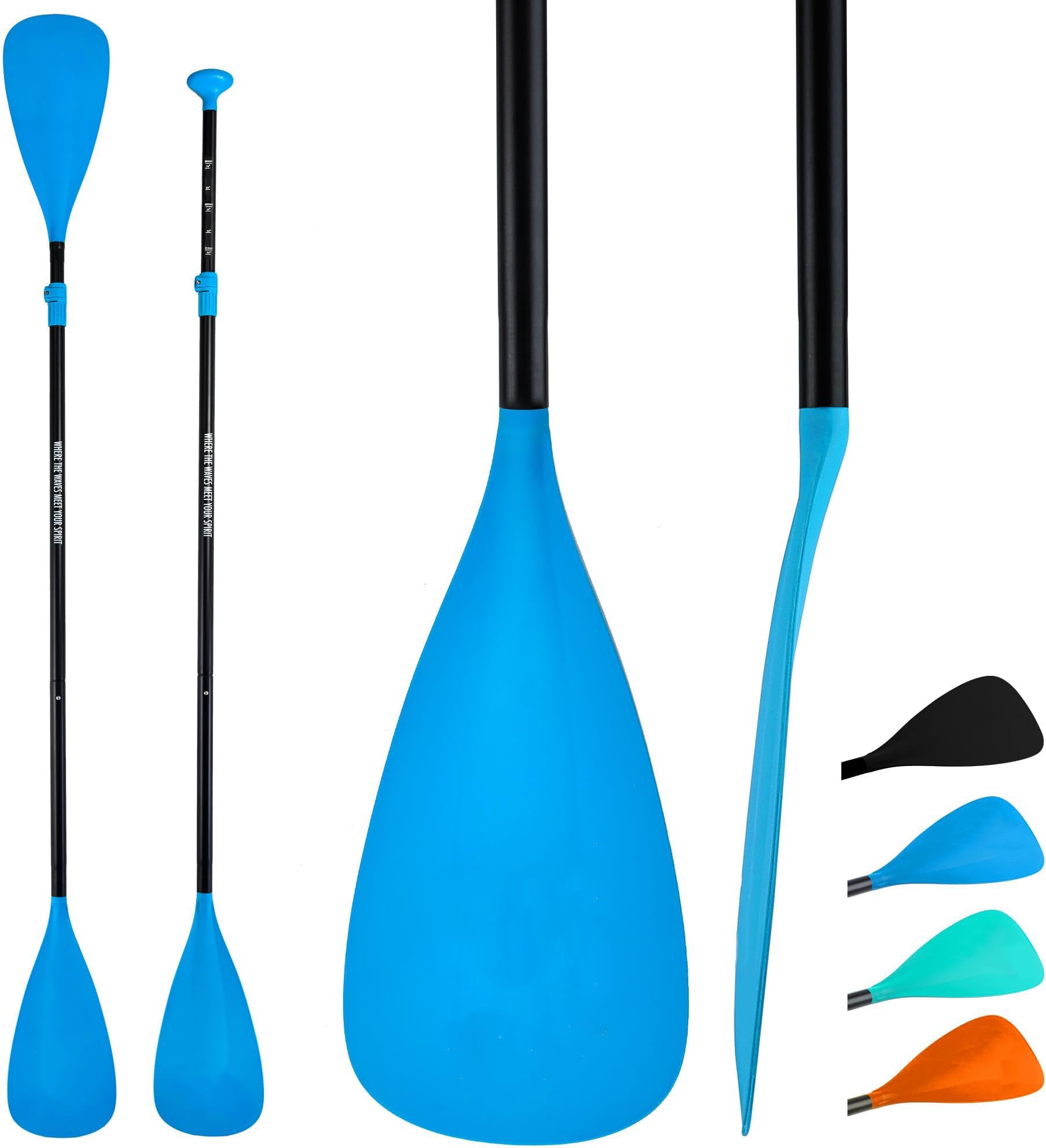 SUP Paddle, 3&4-Piece Detachable Floating Paddle Board Paddles, Adjustable Kayak Paddle, Durable Oars, Alloy Portable Adjustable 2-Sided Paddle for Surfing, Floating.