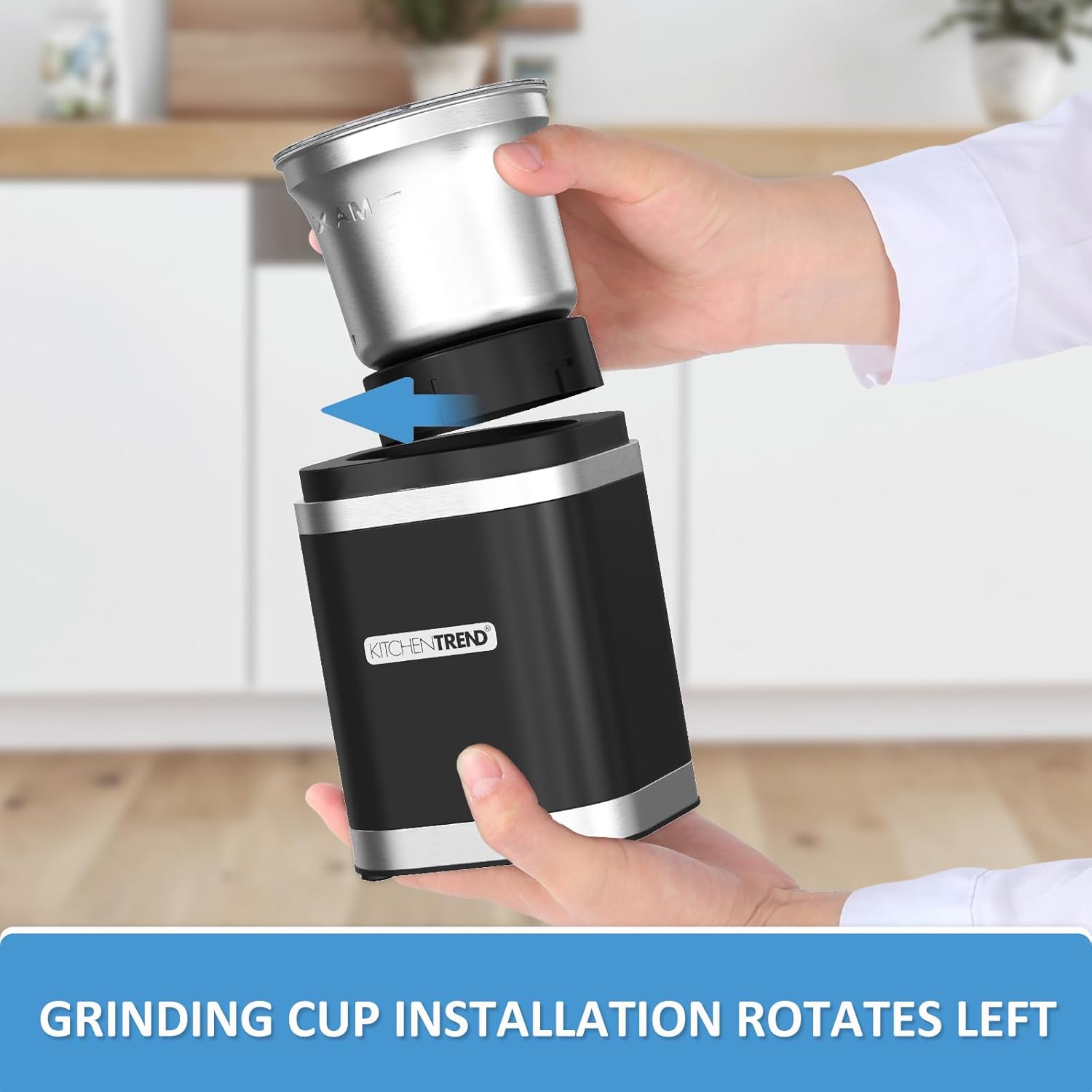 Coffee Bean Grinder Electric, Spice Grinder, Herb Grinder, Espresso Grinder, One Touch Coffee Grinders for Home Use with Removable Stainless Steel Bowl, w/Clean Brush (Black)