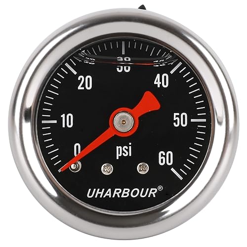 Miniatura 28 de Medidor de presión relleno de glicerina con caja de acero inoxidable 304, tamaño de dial de 1-1/2", 0-15Psi/barra, alta precisión, montaje trasero