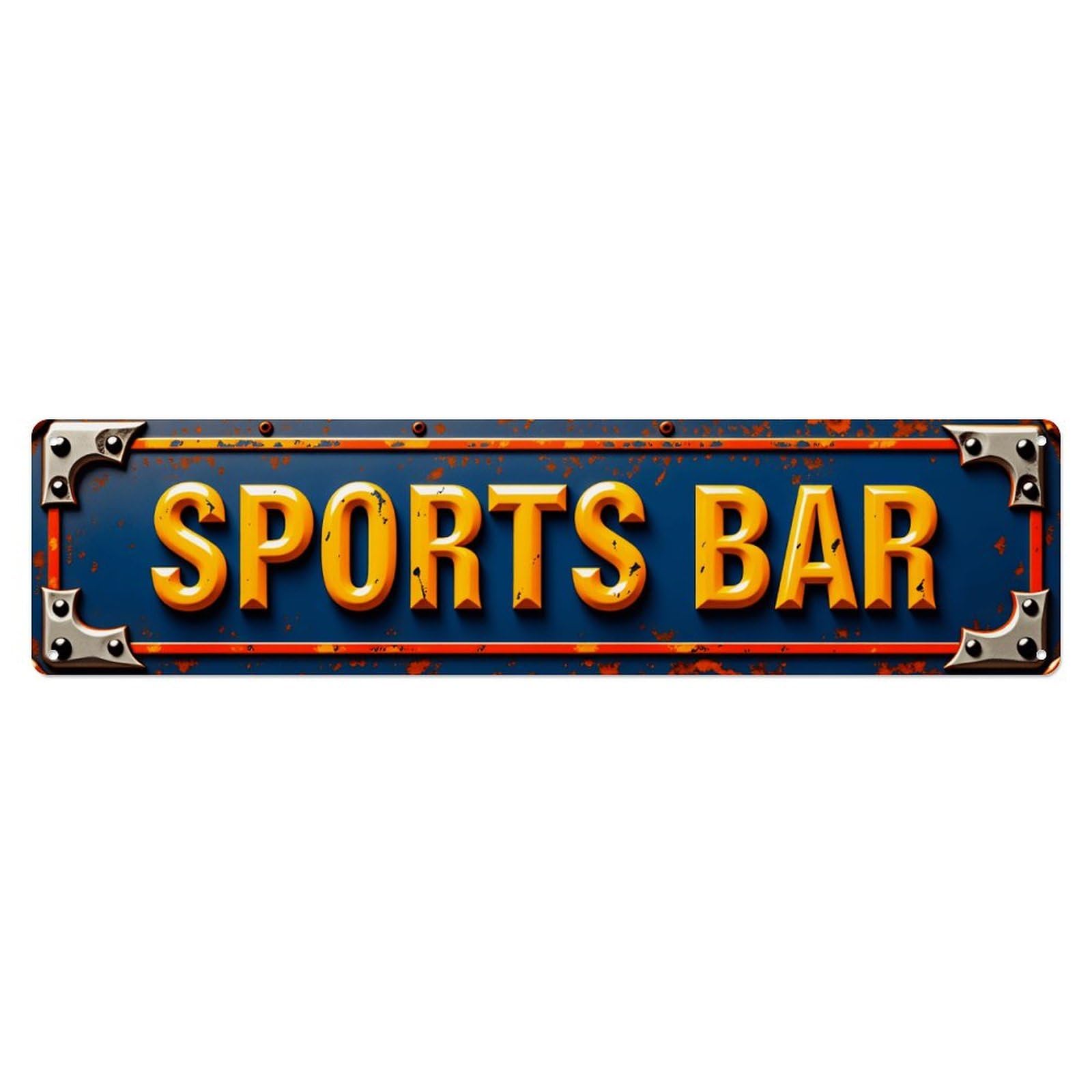 Ldfuieksufg Style Rectangular Sports Bar Rustic Rivet Wall Sign Bar Man Cave Decor Vintage Aluminium Metal Sign, Retro Wall Decor For Home, Bar, Garage & Farmhouse 10 * 40Cm