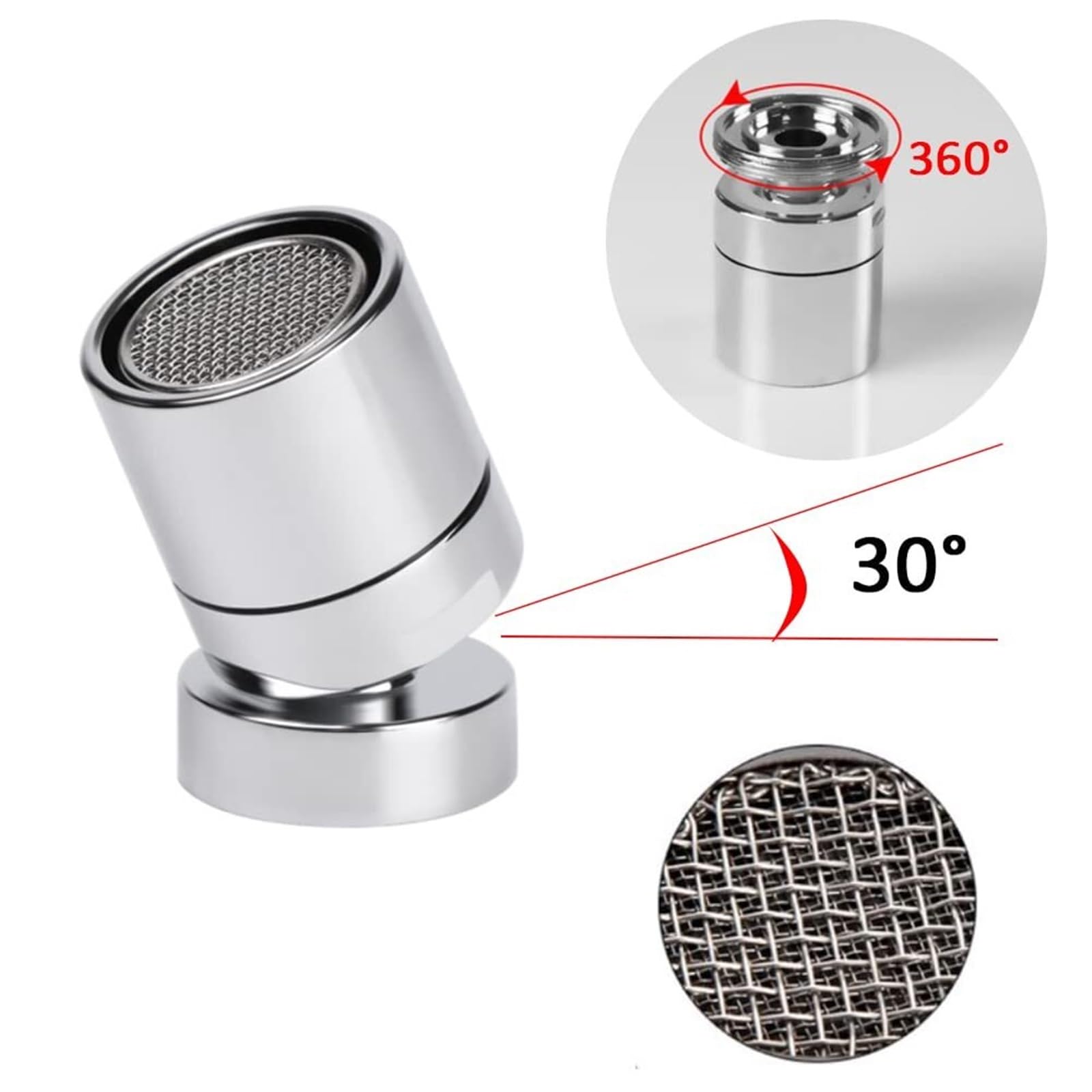 Adaptador de aireador grifo giratorio 360 latón macizo