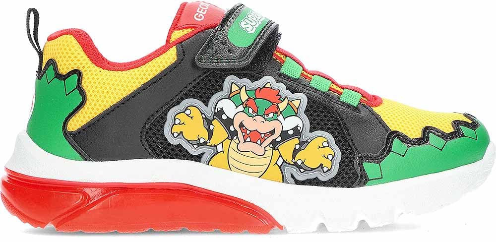 Geox Boys J Ciberdron Boy Sneaker, Green Red, 11 UK Child