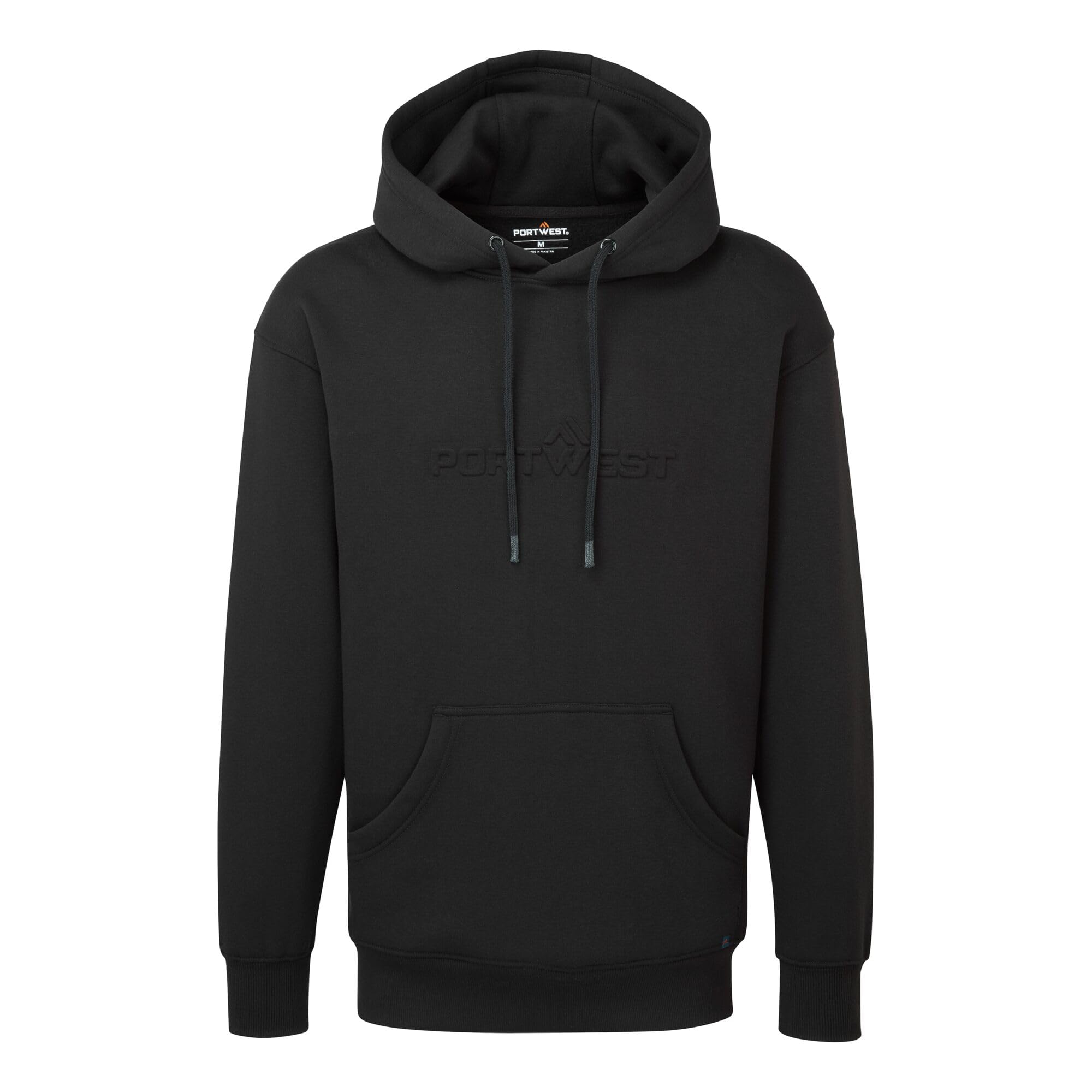 Portwest B331 Embossed Hoodie Kangaroo Pocket Black