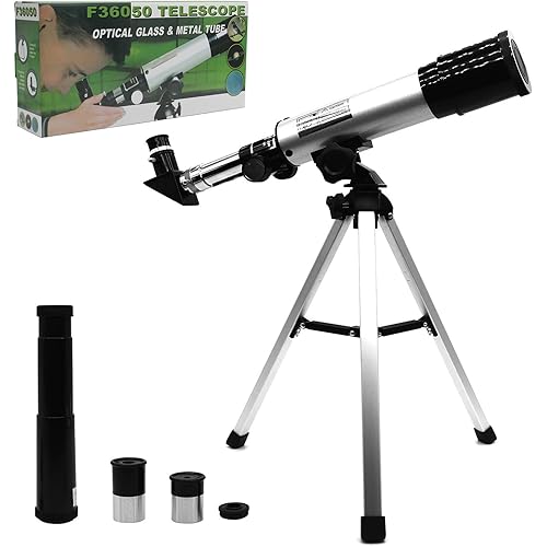 TUSAUW Kids Telescope with Tripod Astronomy Telescope 90X Include 2 Eyepieces Outdoor 360/50mm Scope for Kids and Astronomy Beginner Telescope