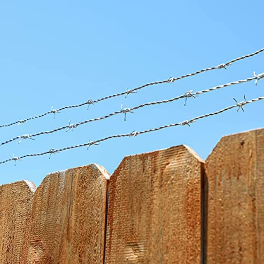Rotolo da 10 Metri di Filo spinato - Filo spinato Resistente a 4 Punte, Calibro 18, Adatto per Giardini, lavori Artigianali, mangiatoie per Uccelli e Mazze da Baseball - Guanti protettivi in