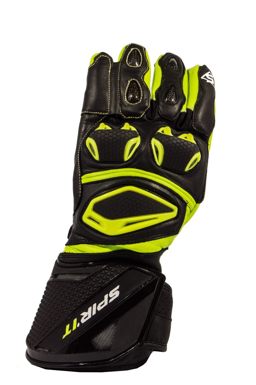Guanti da moto in pelle Racing Spirit nero giallo taglia L