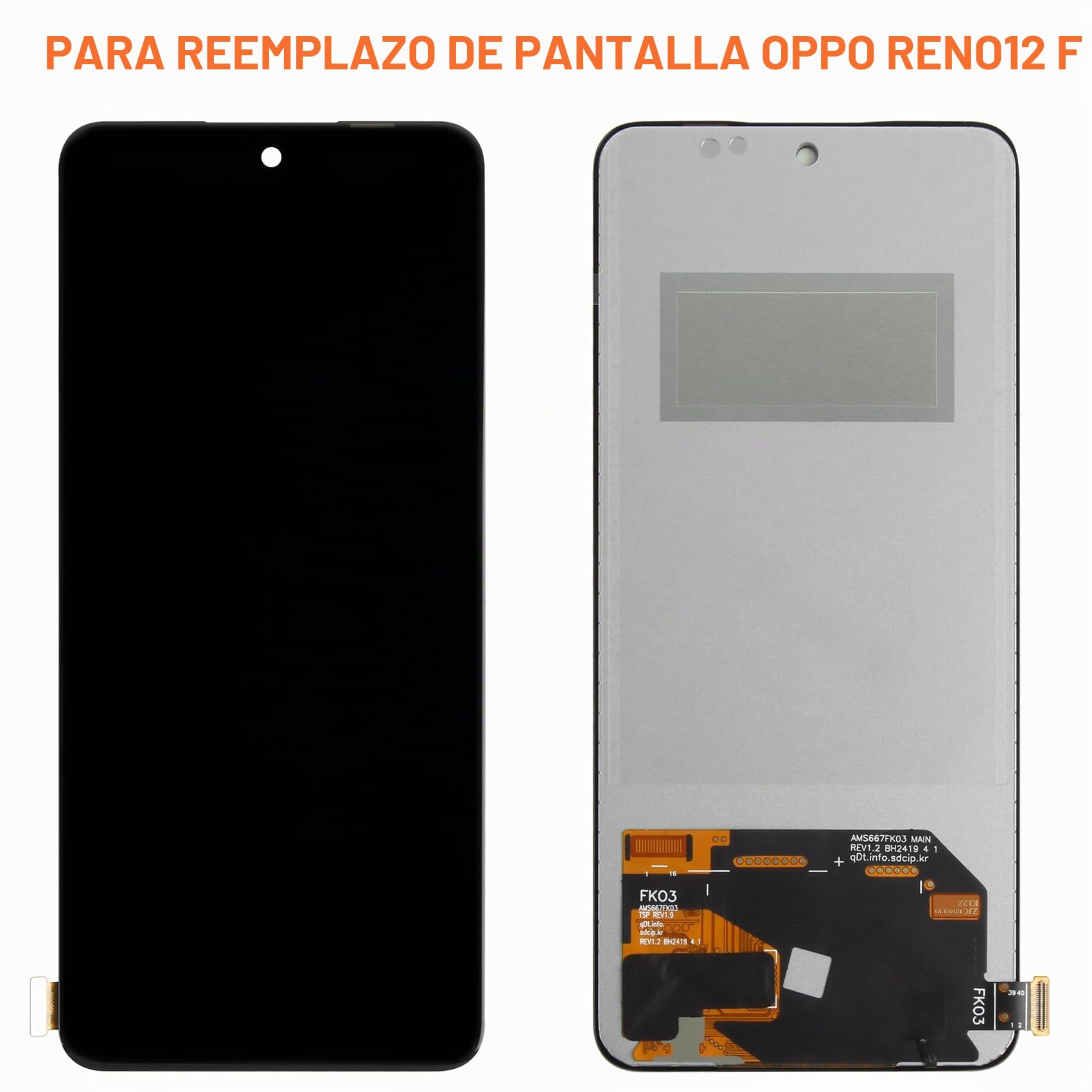 AGCUT - Pantalla LCD para OPPO Reno12 F 4G / 5G LCD para OPPO Reno 12 F CPH2687 CPH2637 6,67" Pantalla táctil digitalizador Asamblea con reparación Kit, (Negro, Sin Huella Dactilar)